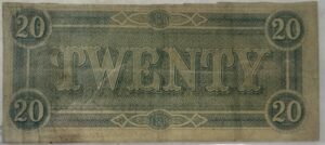 Confederate $20 Note reverse