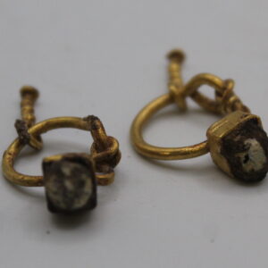 Gold Earrings with Glass Inserts