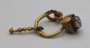 Gold Earrings with Glass Inserts